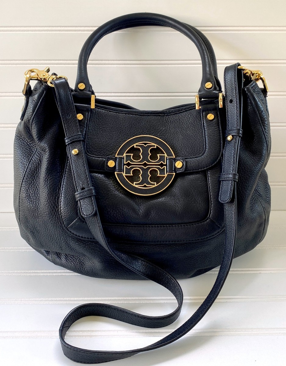 Tory Burch Black Amanda Classic Hobo Shoulder Bag Purse Tote