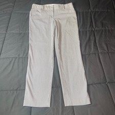 Talbots Hampshire Ankle Pants Pinstripe Womens 8 Navy White Stretch Career