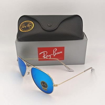 New Ray-Ban RB3026 Aviator Sunglasses Gold Frame Blue G-15 Lens 62-14-138mm