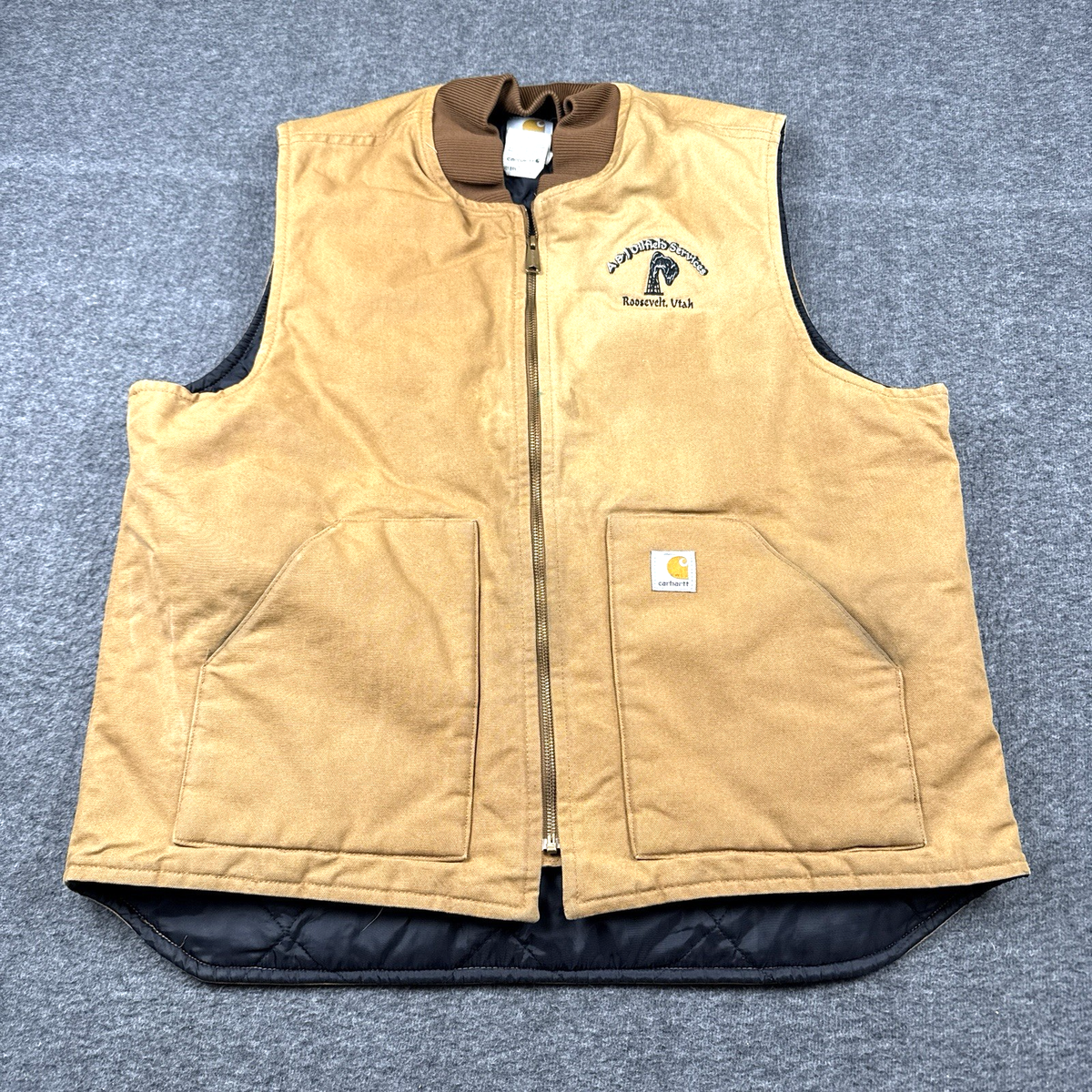 Carhartt Vest Mens XL Tall XLT Brown Firm Duck Quilted Insulated