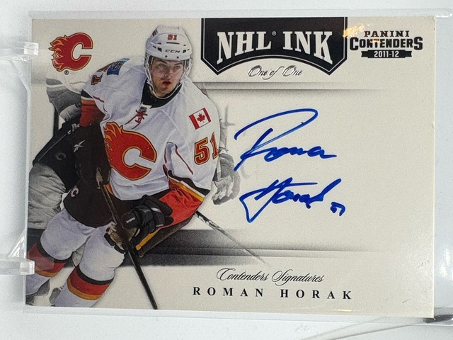 2011/12 CONTENDERS NHL INK BLACK ROOKIE AUTO 1/1 #7 ROMAN HORAK FLAMES SEE PICS