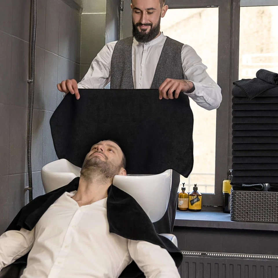 Paquete de 24 toallas de salón de microfibra para peluquero de 16x29 pulgadas paño de secado súper suave Foto 2 de 4