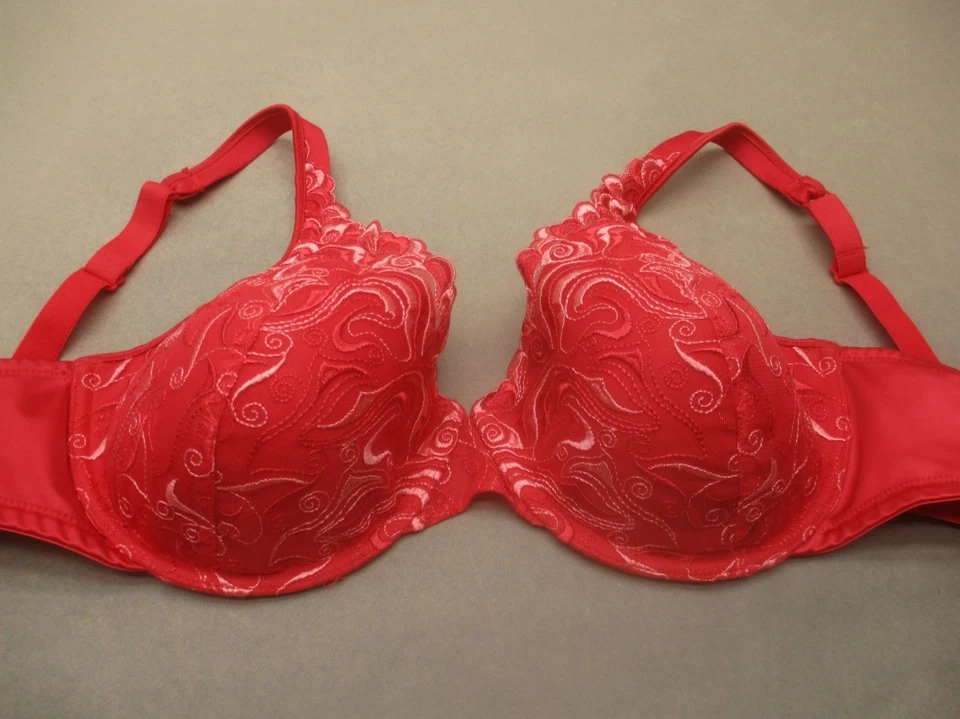 Sujetador demi ajustable 44C Playtex para mujer forrado rojo con aros cierre trasero 1E Foto 2 de 4