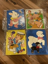 Vintage Puzzle Lot Of 4 Nursery Rhymes Wooden