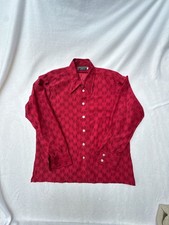 Vintage Givenchy for Chesa Red Jacquard Pattern Long Sleeve Button Down Shirt