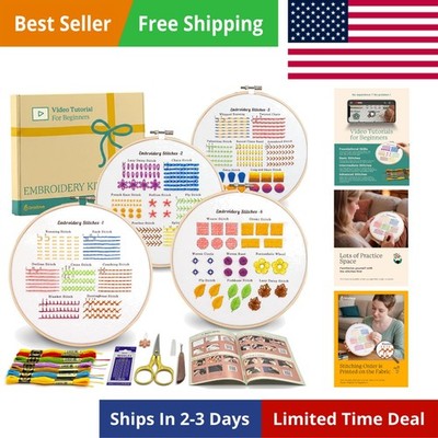 Classic Embroidery Stitches Practice Kit, Embroidery Kit for Beginners, Begin...