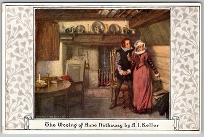 Antique Postcard Wooing Of Anne Hathaway 1910s