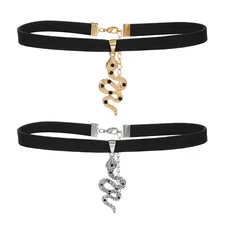 Women Punk Black Velvet Snake Choker Necklace Clavicle Gothic Collar 13"-15"