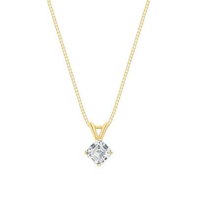 3/4 kt gedrechselter Asscher Lab Created gewachsener Diamant Collier 14 K Gelbgold E/VS