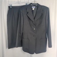 Vintage Pendleton Wool Skirt Suit Set Women's Size 8 Gray Blazer & Pencil Skirt