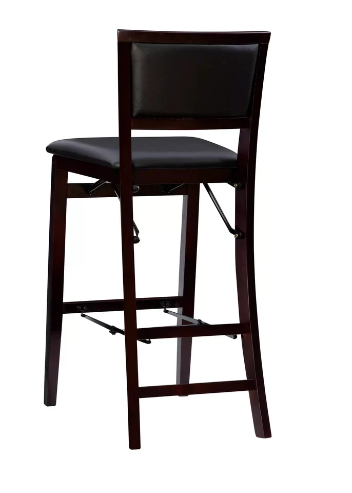 Folding Bar Stool Faux Leather Upholstered Kitchen Counter 30" Height 250 Lb Cap - Image 3 of 4