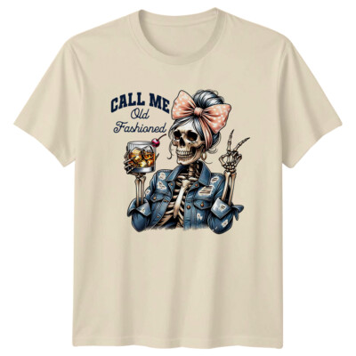 Gothic Skelett Call Me Old Fashioned T-Shirt, Skelett Peace Zeichen