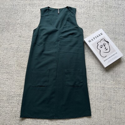 green dungarees dress Womens Green Solid Corduroy Overall Dress with Front Pockets Green / M