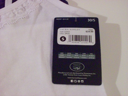 Laura Ashley Camisoles Girls 30/S White Navy Blue Bow Cotton Blend New - Picture 5 of 5
