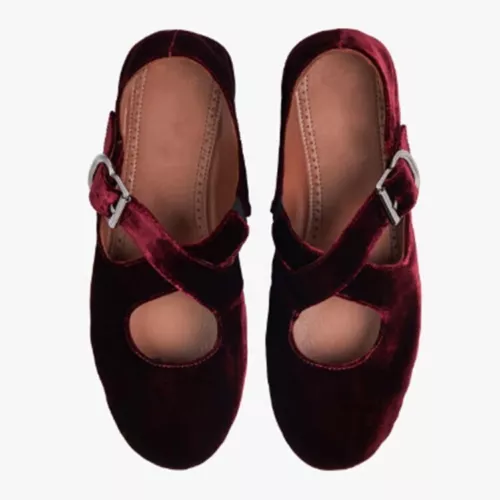 Mujeres Nuevo Elegante Terciopelo Cruzado Hebilla Correa Ballet Plano Mary Jane Zapatos Talla - Imagen 11 de 23