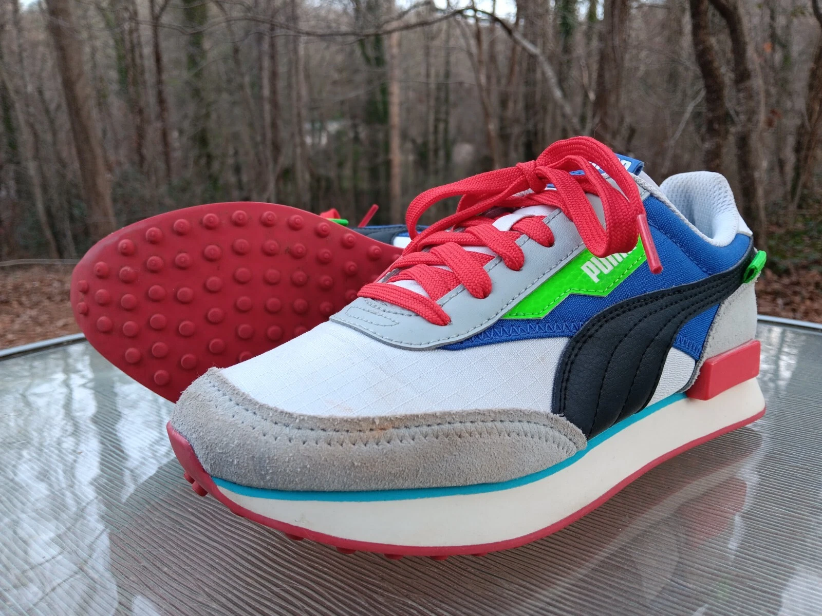 Scarpe da corsa bambino ragazzo ragazza Puma Future Rider Ride On blu grigio taglia 4 5 giovani