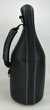 CaddyO Wine Bottle Tote & Chiller Black Leather Zipper Strap +Accessories