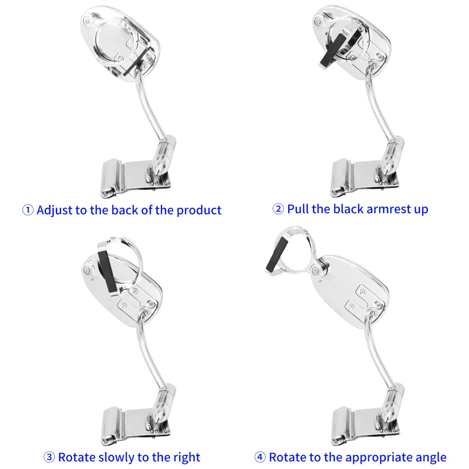 Reposabrazos de pasajero ajustables con portavasos para Honda 2001-2017 Goldwing GL 1800 Foto 3 de 4