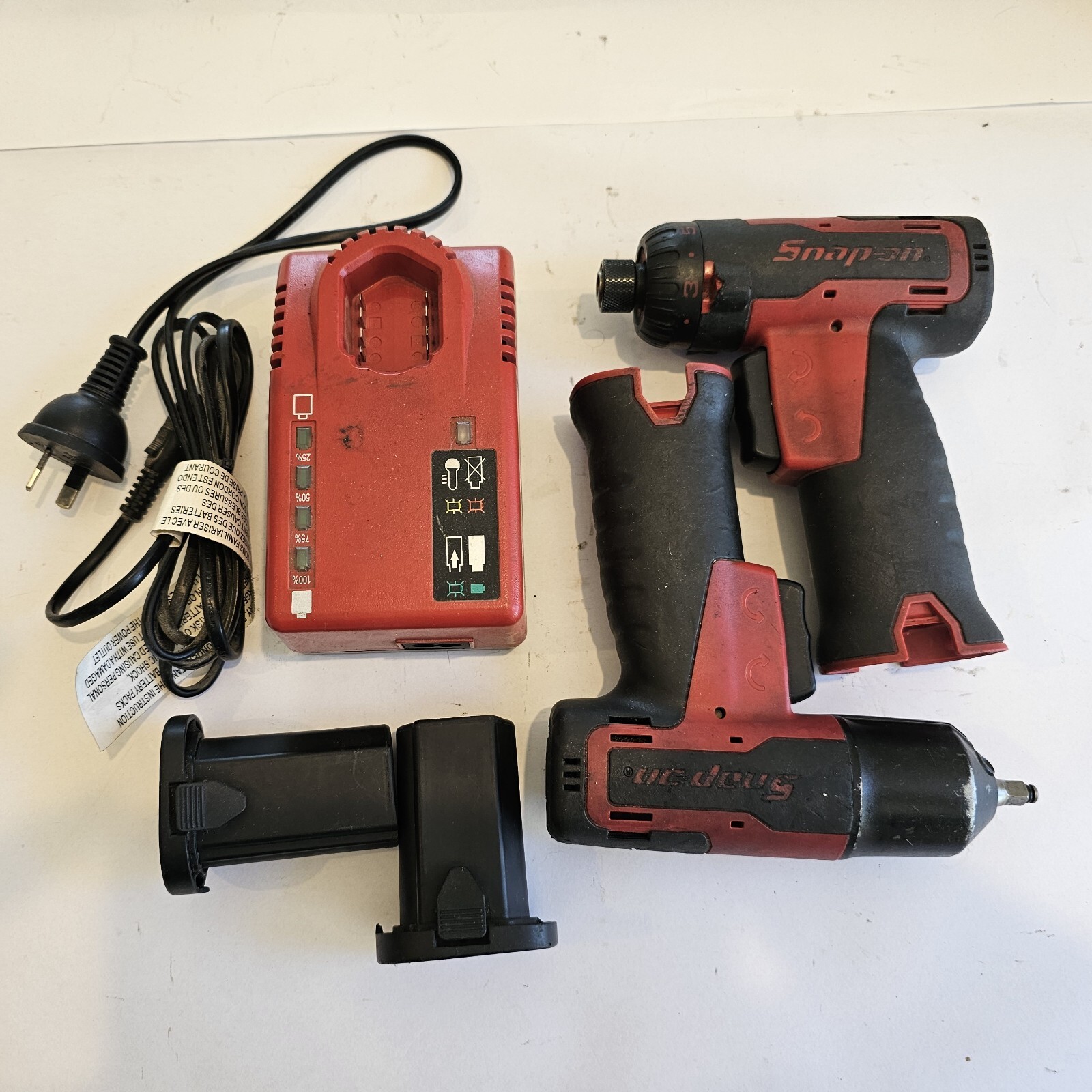 SnapOn 7.2V Lithium Series 1/4" Screwdriver and 3/8" Impact. 3x