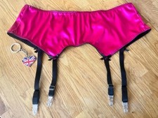 womens pink underwear  hot pink satin suspender 4 straps sizes uk8 - uk22