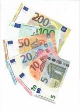 5 10 20 50 100 200 Euro Set, Banknotes 385 In Euros