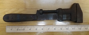 Vintage Russwin 12 inch Wooden Handle Monkey Wrench circa 1902