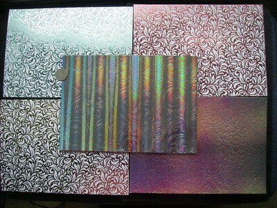 Restposten 5 A4 Blatt FOLIERTE BLUMEN Trägerkarte 3 Designs 4 Farben gratis SCHNÄPPCHEN 0356