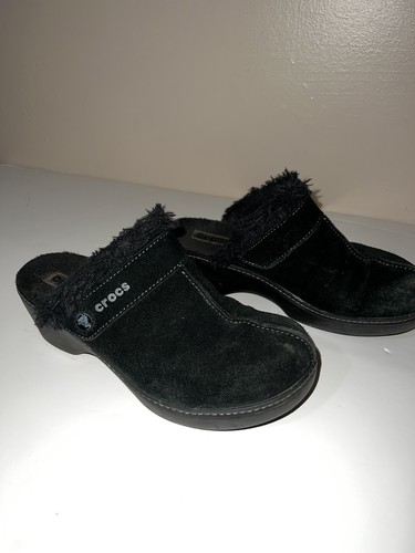 black suede crocs