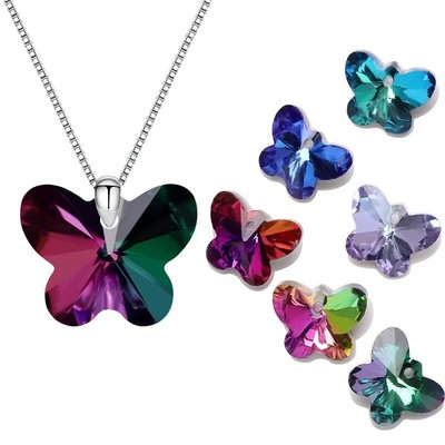 10Pcs14mm Butterfly Charm crystal pendant DIY Making Earring Bracelet accessorie