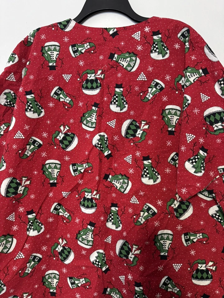 Blusa Médica Mad About 3x Roja Navidad Muñeco de Nieve Manga Corta Foto 3 de 4