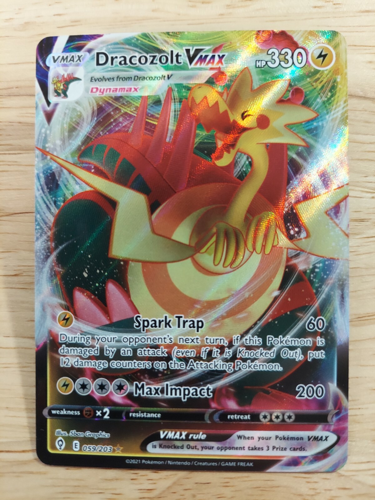 Dracozolt Vmax 059/203 Evolving Skies NM Full Art Ultra Rare Pokemon Card