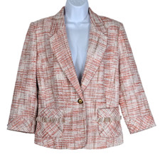 CACHE Women's Size 10 Tweed Style Lined Blazer Jacket Fringed Pockets
