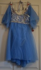 Dance Recital Costume-Curtain Call-Light Blue Skirt-Silver Sequins-Ballet-L K