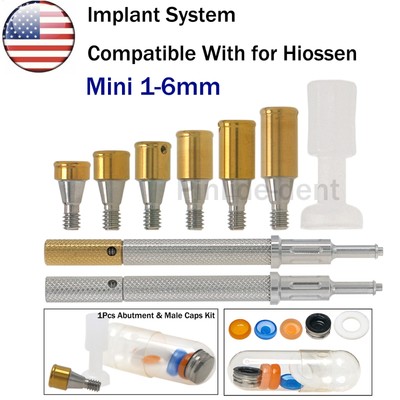 US Dental Attachment Abutment Mini 1-6mm & lmplant Retenion Caps fits Hiossen