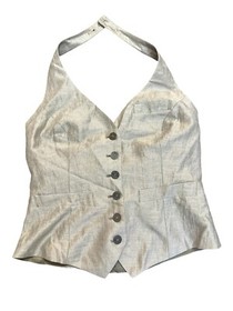 Anne Fontaine Paris Romeo Linen Blend Waistcoat Corset Vest Top Size 40 US 6/8
