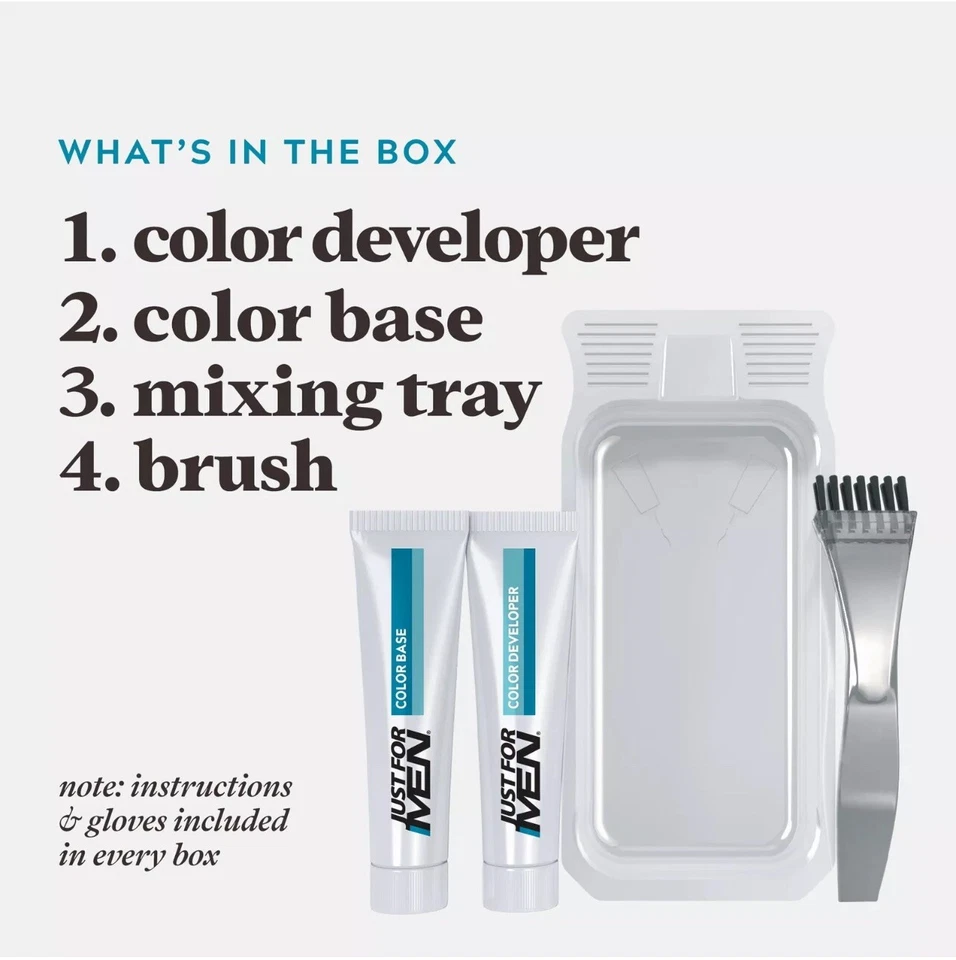 Colorante de bigote y barba Just For Men para cabello gris, M-45 marrón oscuro, paquete de 4 Foto 3 de 4