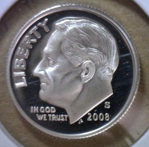 2008 S Silver Proof Roosevelt Dime Ten-Cent Coin 10c from US Mint Proof Set