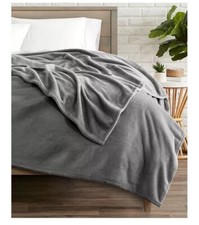 Bare Home Microplush Fleece Blanket, Throw/Travel-Grey T4103172