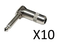 (10 Pack) Switchcraft 226 1/4" 6.35mm 2 Cond Right Angle Guitar / Speaker Plug 