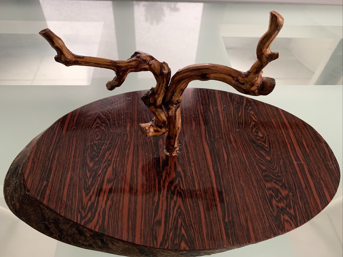 Plateau à Fromage Vintage Années 50-60 - Bois, Verre Et Chrome - Fabriqué En France
