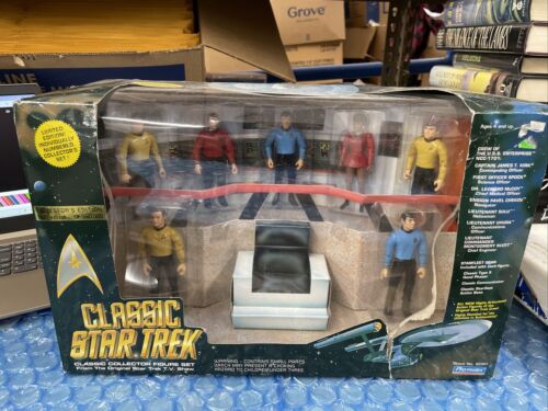 1993 Galoob Star Trek G1 Starship Collector's Set of 7 Figures Diorama Box Dmg
