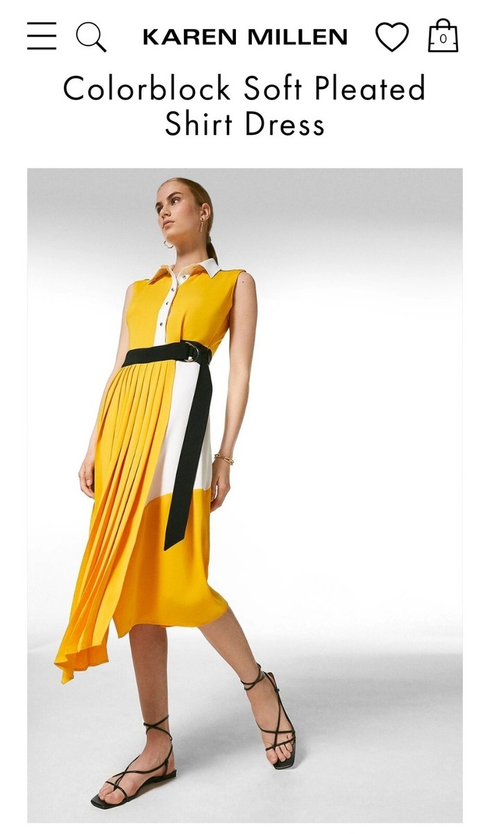 karen millen pleated shirt dress Ivory Tailored Crepe Pleated Midi Shirt Dress