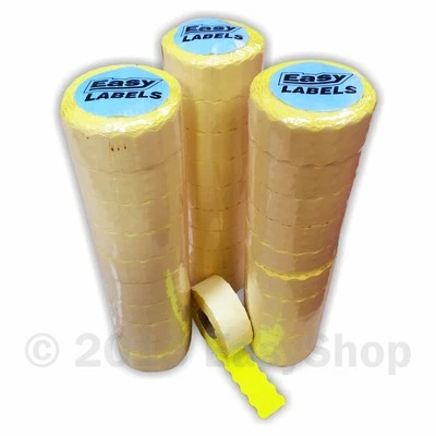 EASY LABEL 26x12mm Price Marking Gun Labels CT4 Motex Fluorescent Yellow Peelable Adhesive