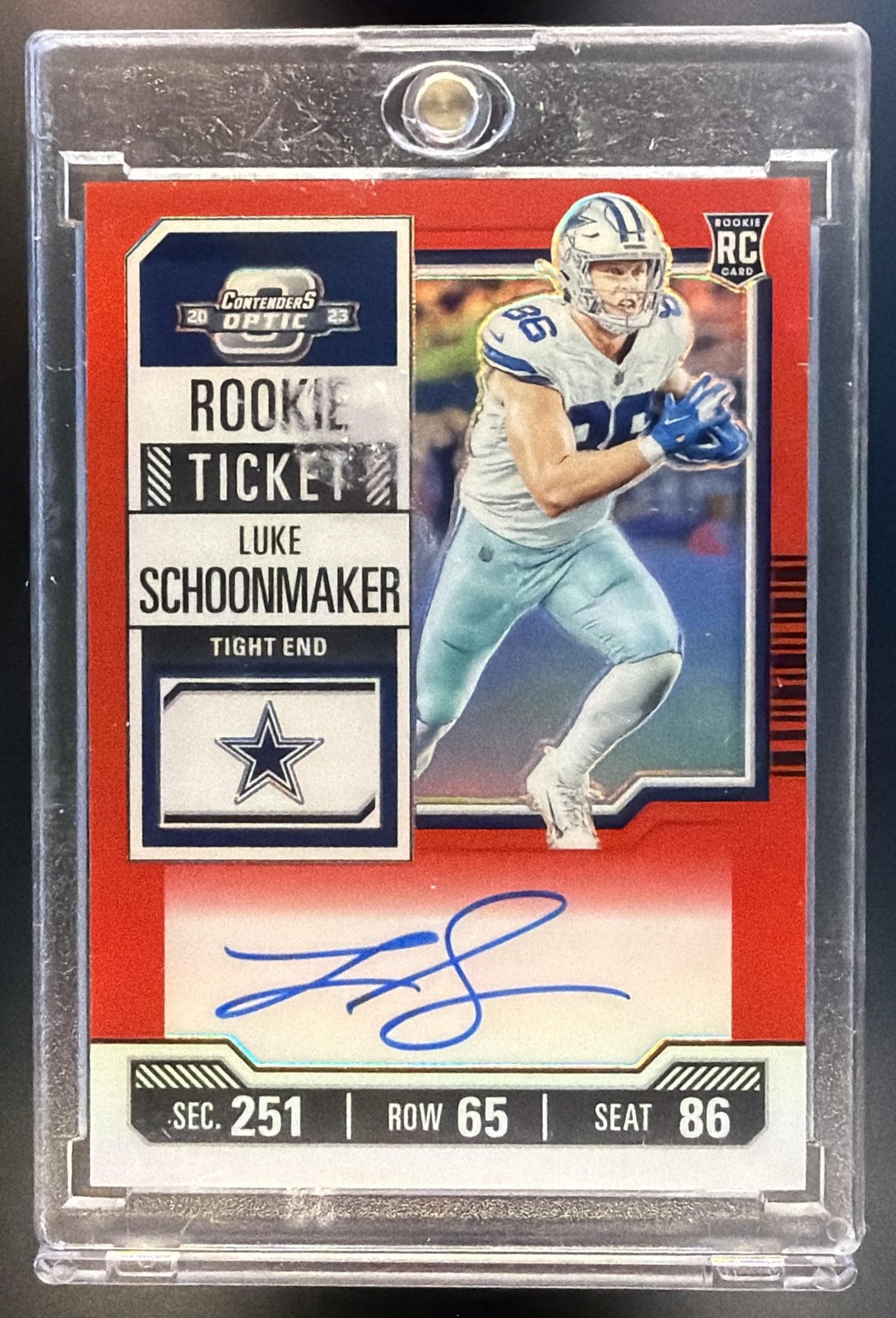 Luke Schoonmaker Panini Contenders Optic #123 Autograph Red