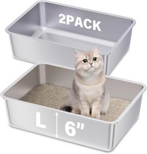 Stainless Steel Cat Litter Box High Sides Non-Stick Odor Easy to Clean for Cats