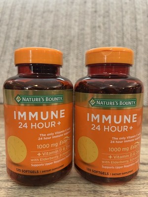 Lot Of 2 Nature's Bounty Immune 24 Hour - 120 Softgels Factory Sealed Exp 05/27