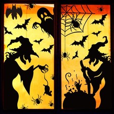 Large Halloween Window Clings Decorations - 27.6x15.8 inches, Witch