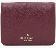 Kate Spade Lena Small Bifold Wallet Cherrywood Leather KH788 NWT 179 Dark Red