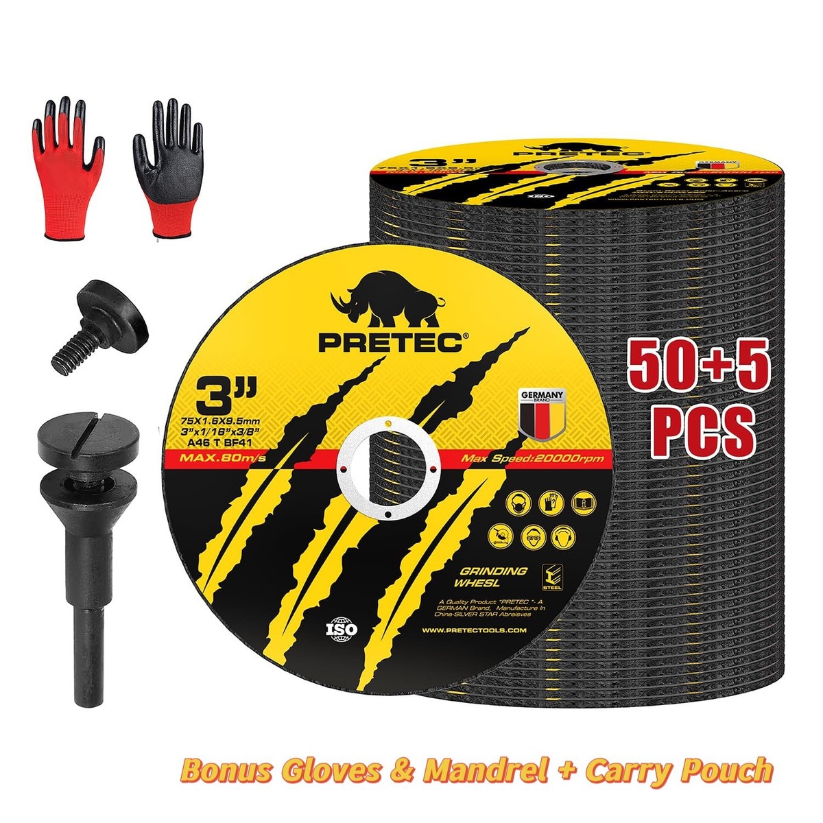 50 Pack – Cut off Wheels 10,2 cm x 1/40,6 cmx 5/20,3 cm per il taglio di tutti i metalli ferrosi e acciaio INOX