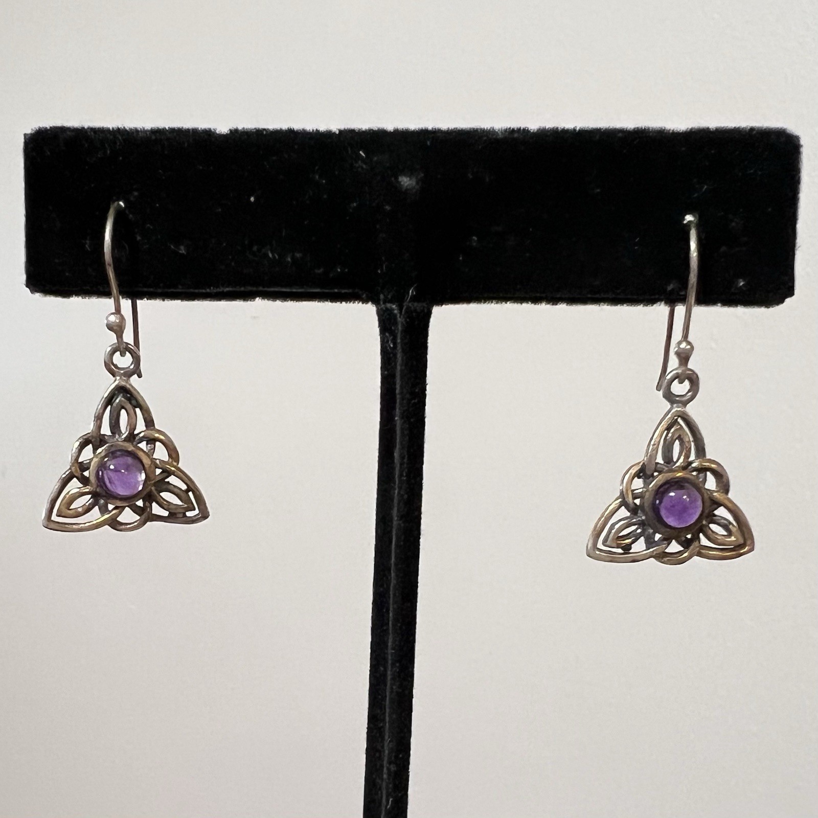 Vintage Artisan Celtic Trinity Knot Amethyst Ster… - image 4